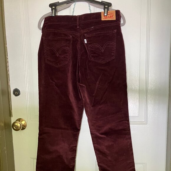 Levi's 505 Straight Leg Corduroy Pants Maroon Burgundy Women's - Picture 4 of 8